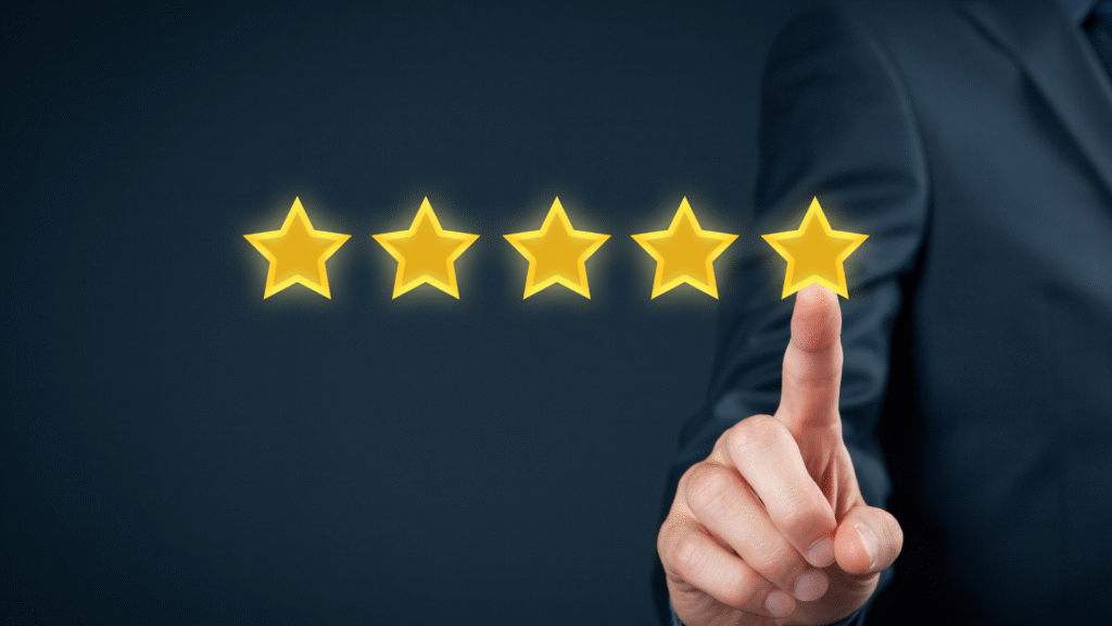 5 Stars with a hand above the 5th one | Web Design & SEO Maryland