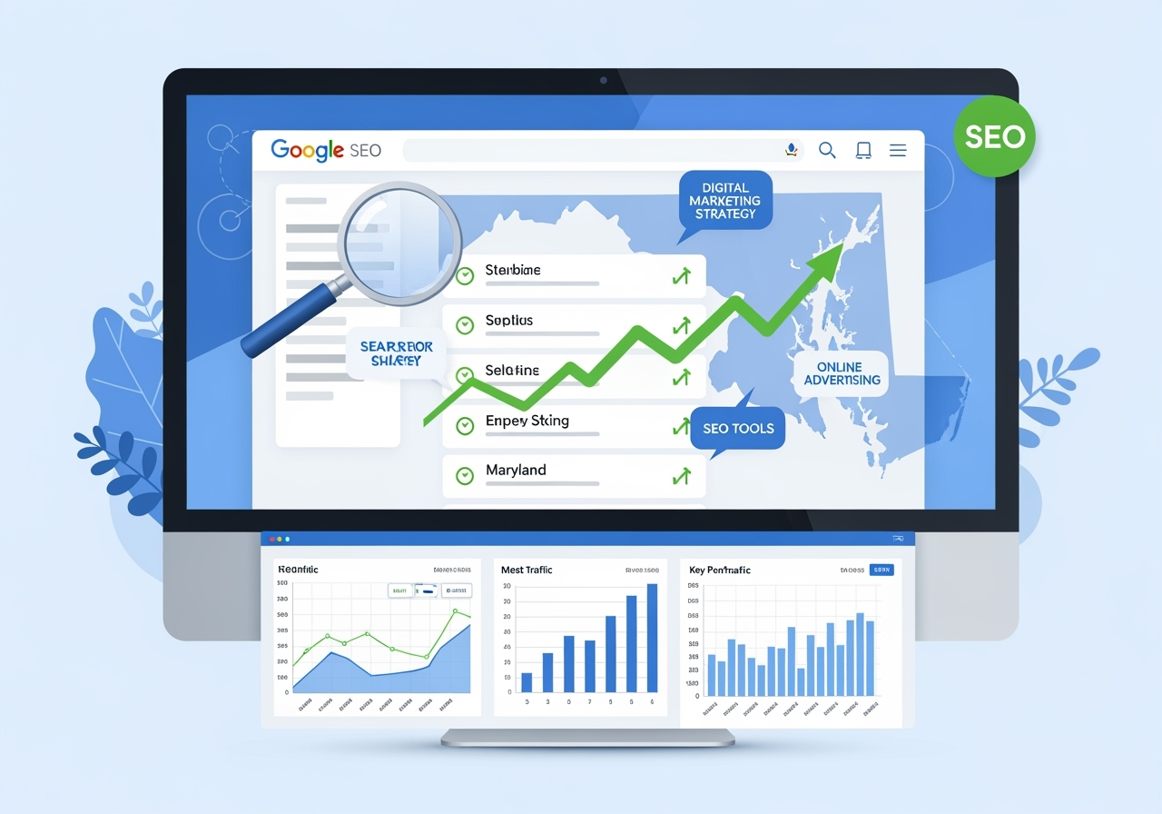 computer screen with analytical charts displayed for seo. | Web Design & SEO Maryland