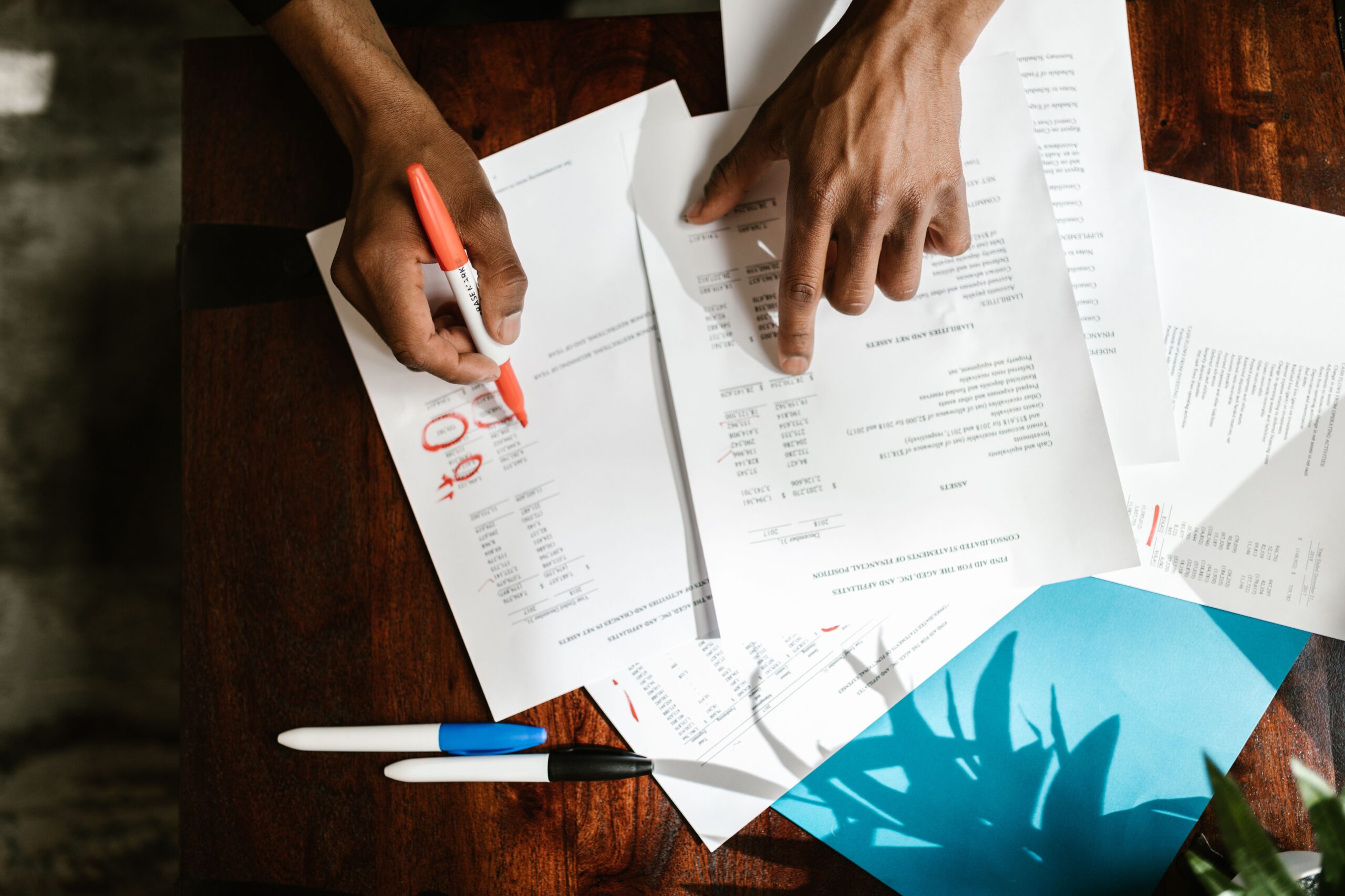 accounting on table