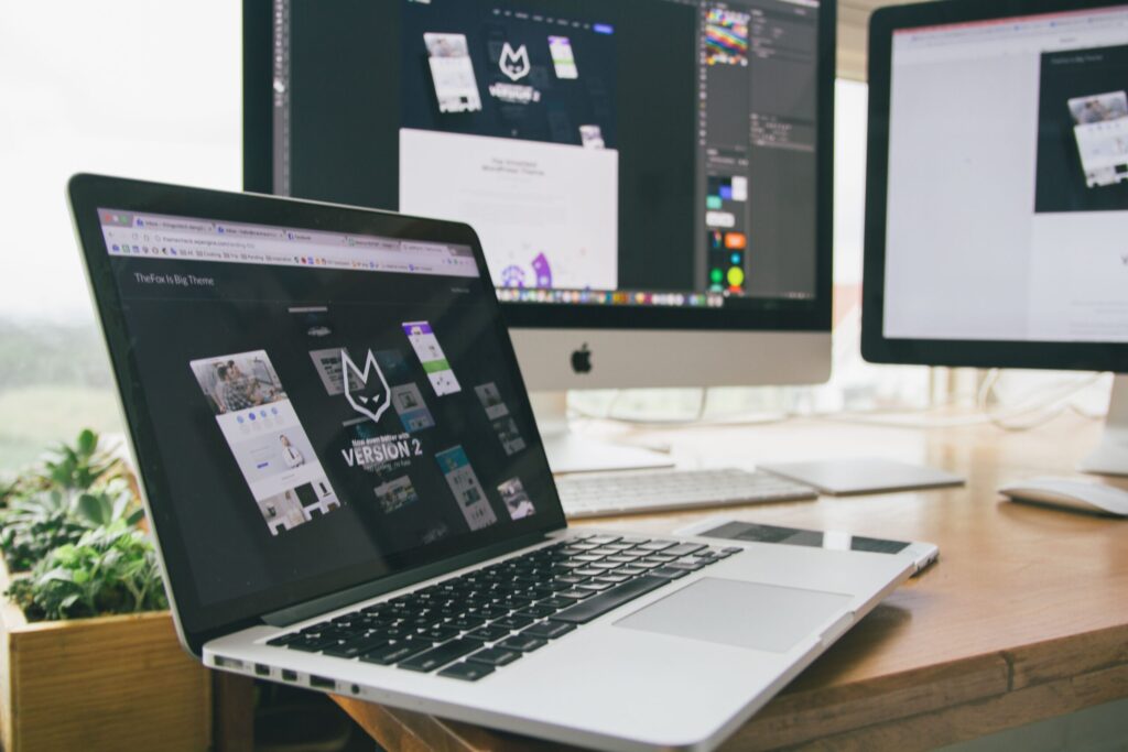 Laptop with web design application